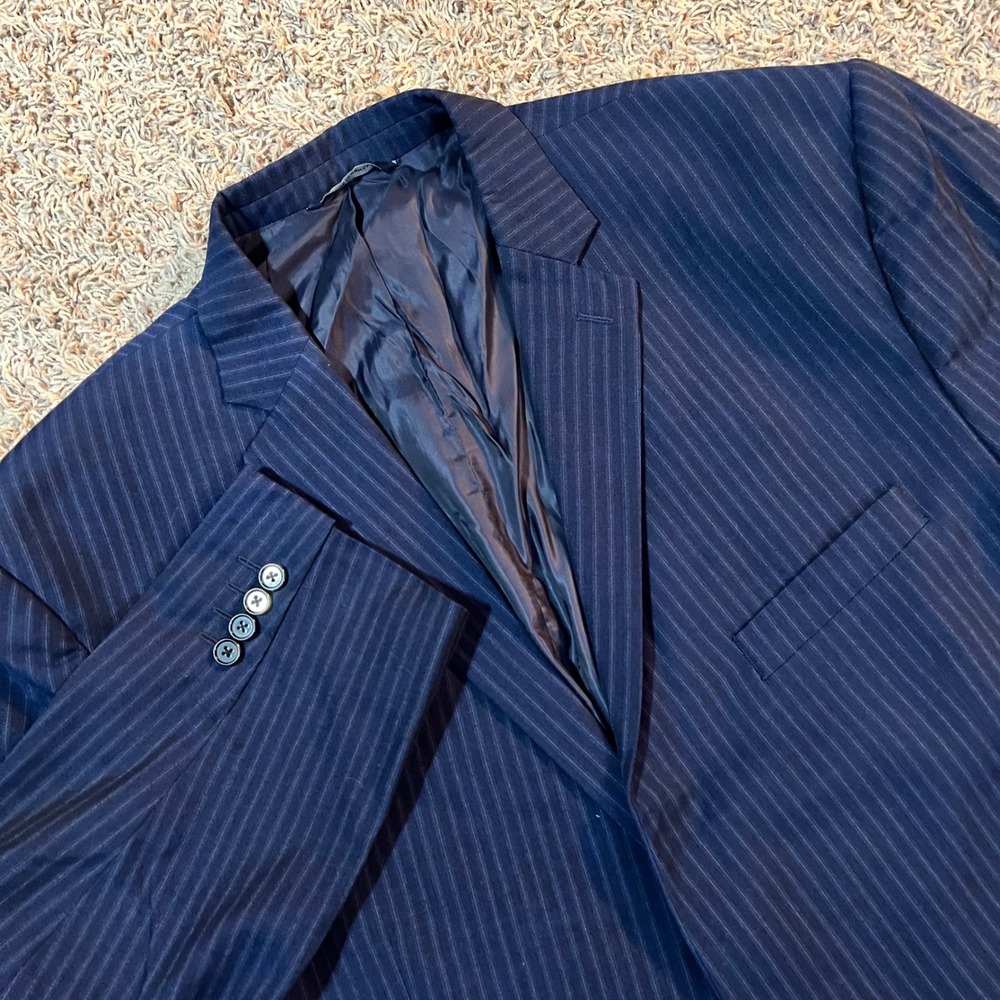 Ralph Lauren‎ Wool Pinstripe Blazer Mens 50R Navy Blue Two Button Dillard's